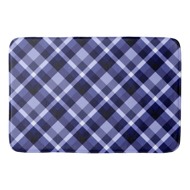 Trendy Navy Kariertes Muster Große Badematte (Vorderseite)