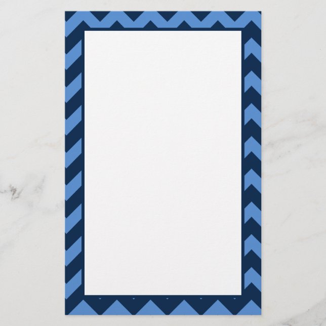Trendy Navy & Light Blue Zickzack Pattern Briefpapier (Vorderseite)