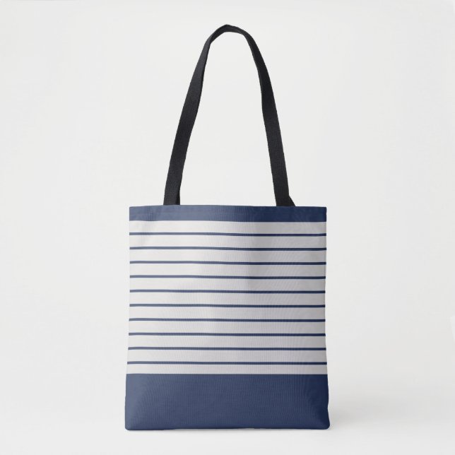 Trendy Navy Stripes Tasche (Vorderseite)
