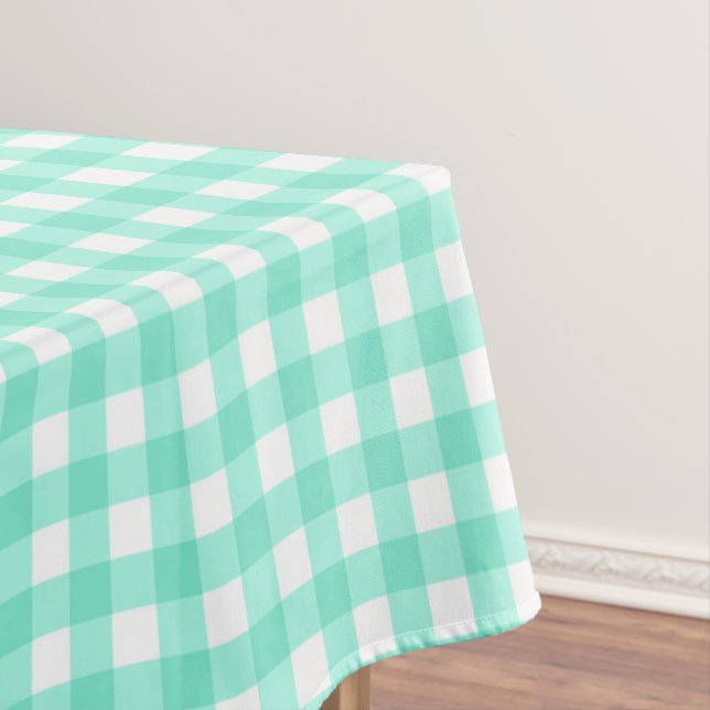 Trendy Neo Mint Gingham Karos Pattern Tablecloth Tischdecke (Beispiel)