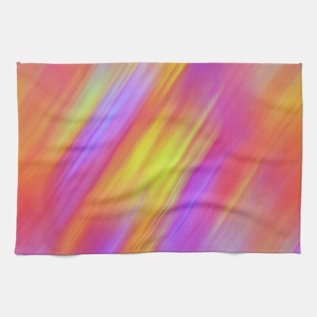 Trendy Neon Bright Red Pink Yellow Abstrakt Geschirrtuch (Horizontal)