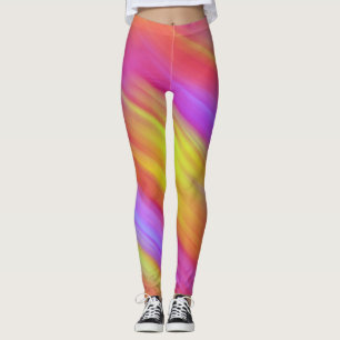 Trendy Neon Bright Red Pink Yellow Abstrakt Leggings
