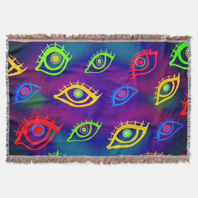 Trendy Neon Colorful Eyes Pattern Decke (Vorderseite)