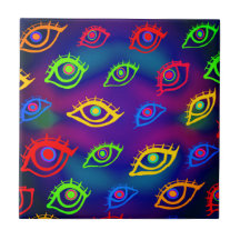 Trendy Neon Colorful Eyes Pattern