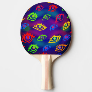Trendy Neon Colorful Eyes Pattern Tischtennis Schläger