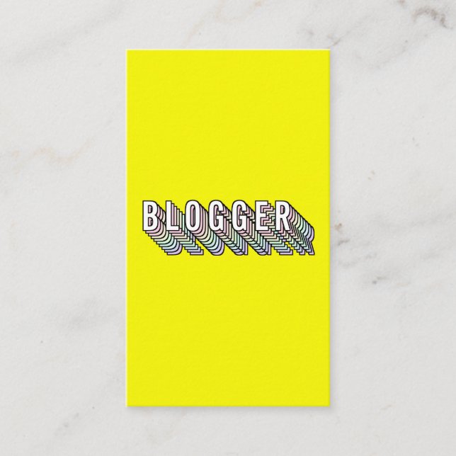 Trendy neon gelb 3d Typografy Blogger minimal Visitenkarte (Vorderseite)