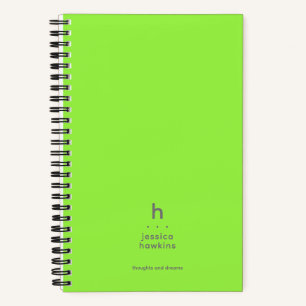 Trendy Neon Green Modern Monogram Notizbuch