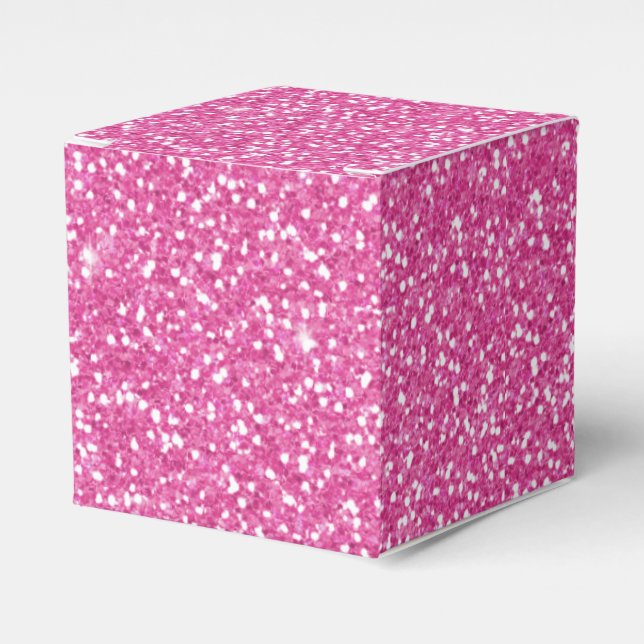 Trendy Neon Hot Pink Glitzer Geschenkschachtel (Vorderseite)