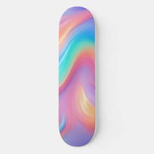 Trendy Neon Pink Blau abstrakte Wellen Skateboard
