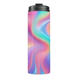 Trendy Neon Pink Blau abstrakte Wellen Thermosbecher