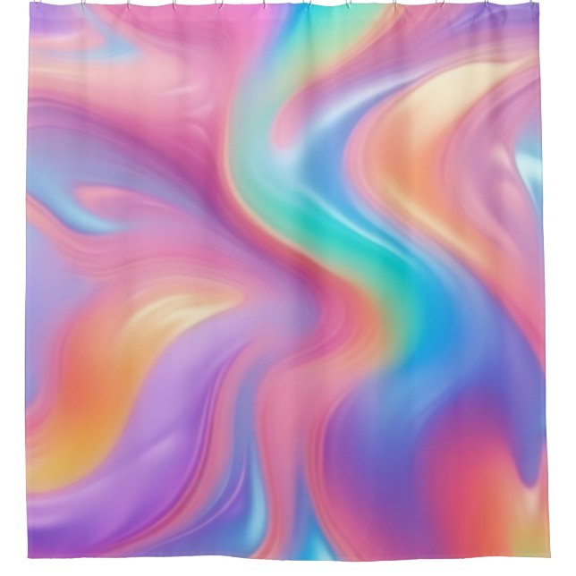 Trendy neon Pink Blue green abstract waves  Duschvorhang (Vorderseite)