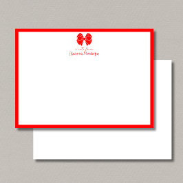 Trendy Neon Red Bow Border Name Wedding Mitteilungskarte