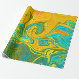 Trendy Neon Yellow Orange Green Abstrakt Swirl Geschenkpapier