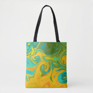 Trendy Neon Yellow Orange Green Abstrakt Swirl Tasche