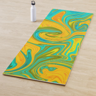 Trendy Neon Yellow Orange Green Abstrakt Swirl Yogamatte