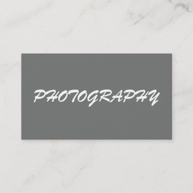 Trendy Nickel Gray Fotograf Handwriting Script Visitenkarte (Vorderseite)