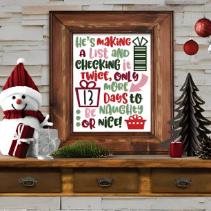 Trendy Niedlich Christmas Countdown Typografy Zita Poster
