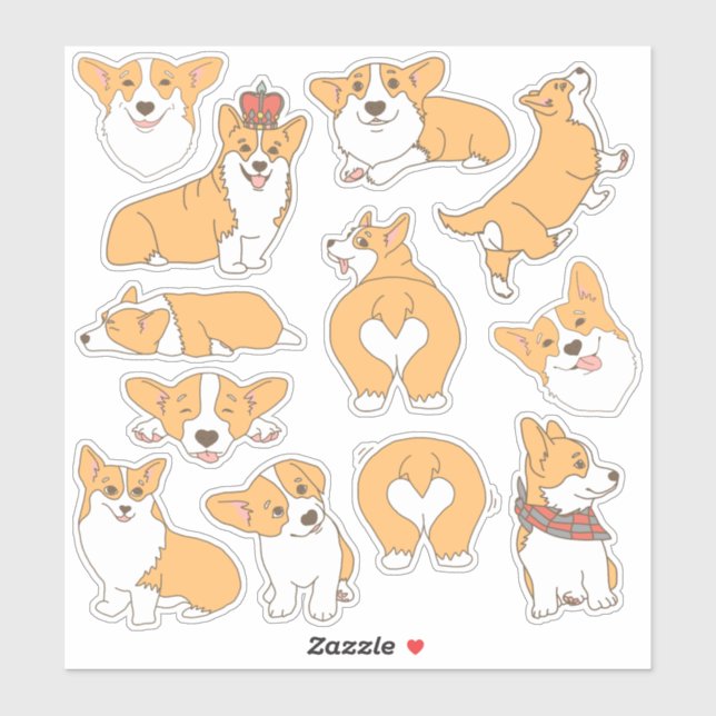 Trendy Niedlich Corgi Dog Illustrationen Aufkleber (Blatt)