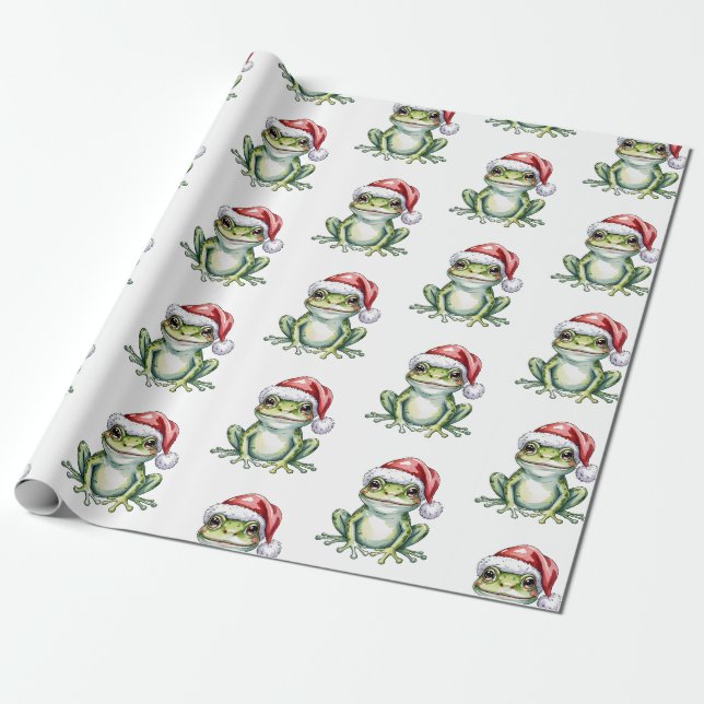 Trendy Niedlich Frog Weihnachtsmannmütze Weihnacht Geschenkpapier (Ungerollt)