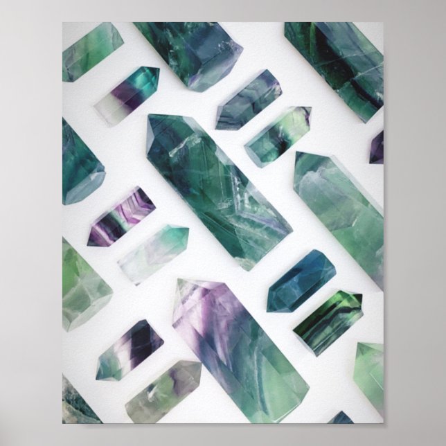 Trendy Niedlich Green Fluorite Crystal Stone Muste Poster (Vorne)