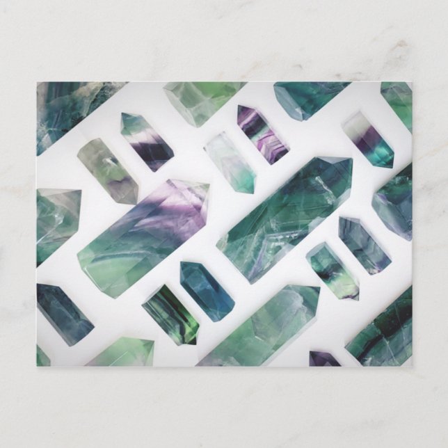 Trendy Niedlich Green Fluorite Crystal Stone Muste Postkarte (Vorderseite)