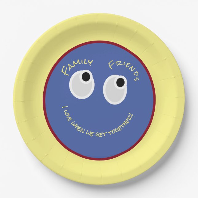 Trendy Niedlich, Happy Face mit Sonderfarben Pappteller (Vorderseite)