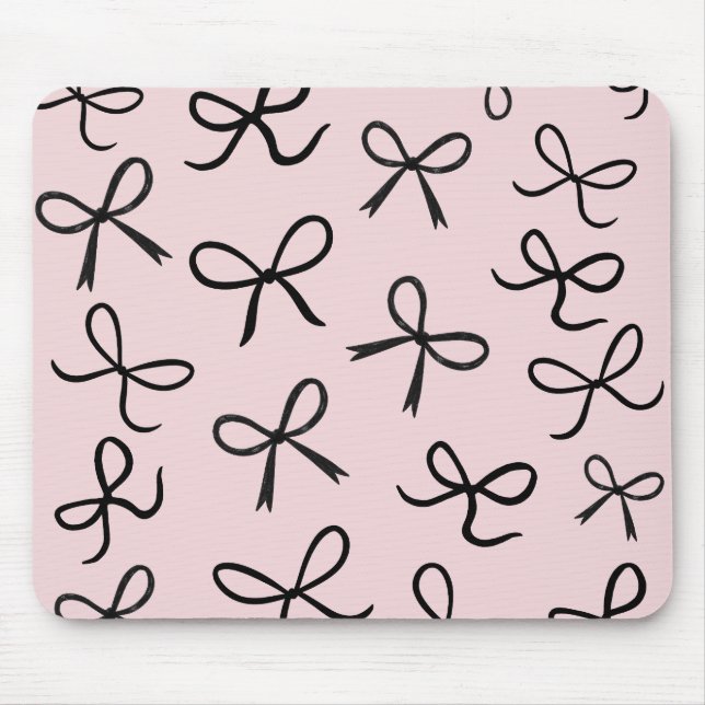 Trendy Niedlich Little Black Bows Pink Mousepad (Vorne)