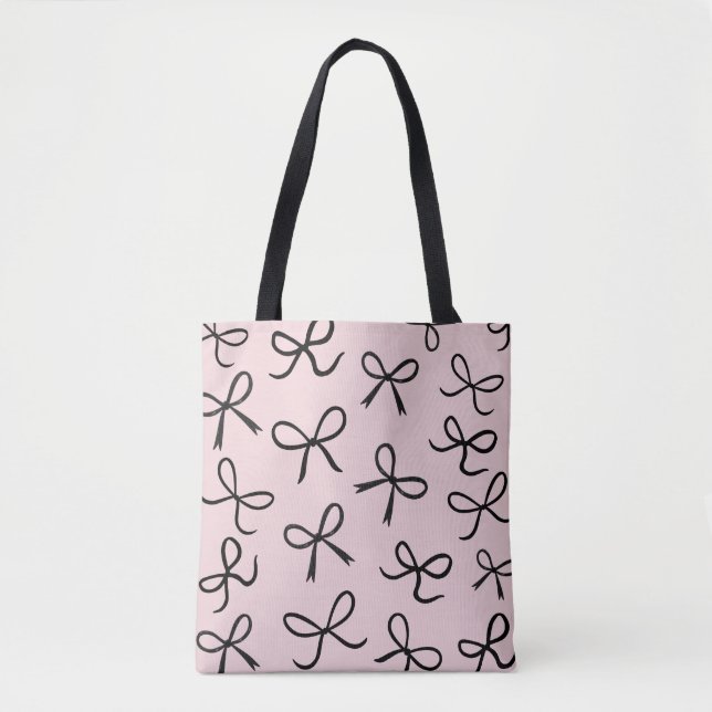 Trendy Niedlich Little Black Bows Pink Tasche (Vorderseite)