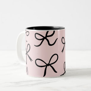 Trendy Niedlich Little Black Bows Pink Zweifarbige Tasse