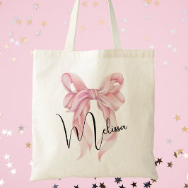 Trendy Niedlich Modern Girls Wasserfarben Rosa Bow Tragetasche