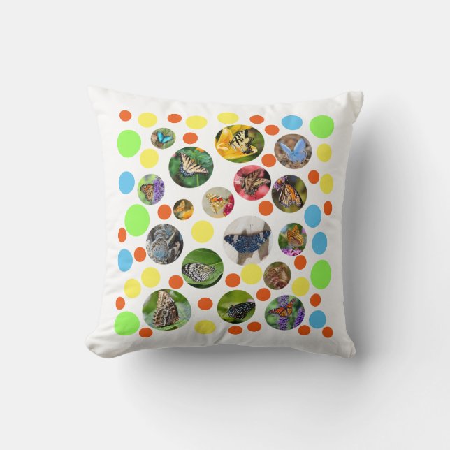 Trendy Niedlich moderne Schmetterlinge Polka Dots  Kissen (Vorderseite)