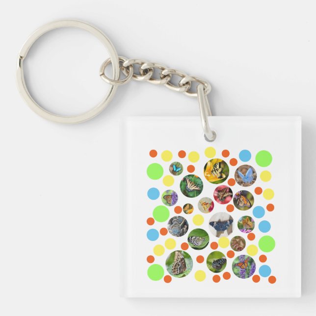 Trendy Niedlich moderne Schmetterlinge Polka Dots  Schlüsselanhänger (Vorderseite)