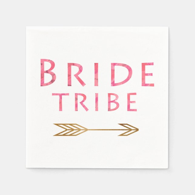 trendy niedlich rosa Braut Stamm Gold Pfeil Design Serviette (Vorderseite)
