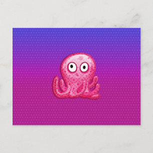 Trendy Niedlich rosa und Lila Oktopus Postkarte