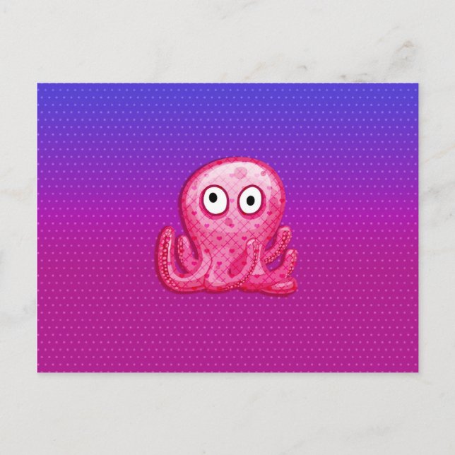 Trendy Niedlich rosa und Lila Oktopus Postkarte (Vorderseite)