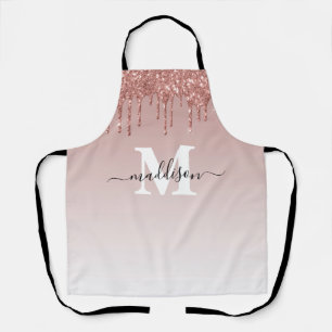 Trendy Niedlich Rose Gold Driving Glitzer Monogram Schürze