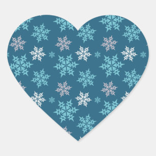 Trendy Niedlich Snowflake Muster in Blue Herz-Aufkleber