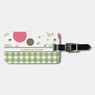 Trendy niedliche Gingham-Polka-Punkte mit Namen Gepäckanhänger
