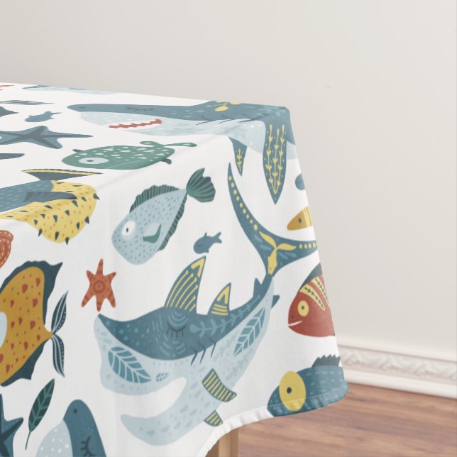 Trendy Niedliche Haie unter dem Meeresthema Tischdecke (Beispiel)