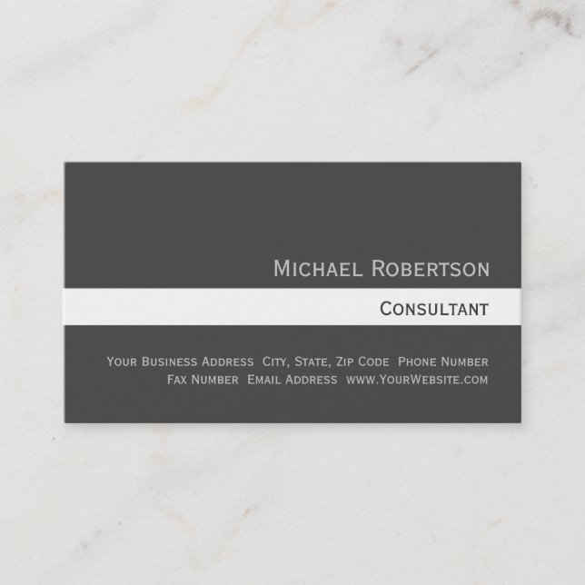 Trendy Niedliche Schlicht-Gray White Business Card Visitenkarte (Vorderseite)