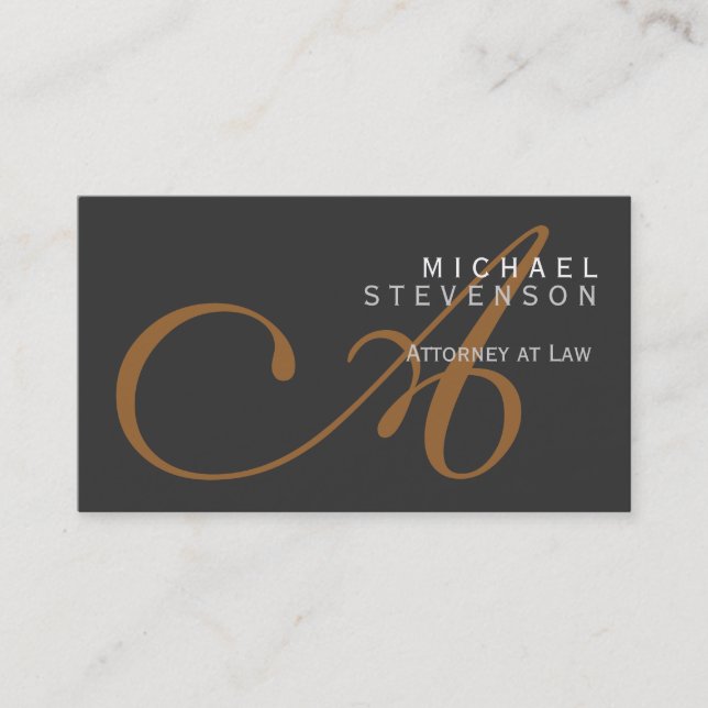 Trendy Niedliche Schlicht Monogram Attorney Busine Visitenkarte (Vorderseite)