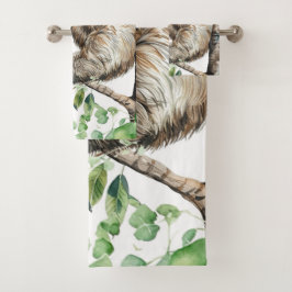 Trendy Niedlicher Faultier in einem Baum Badhandtuch Set