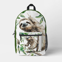 Trendy Niedlicher Faultier in einer Baumeigenschaf Bedruckter Rucksack