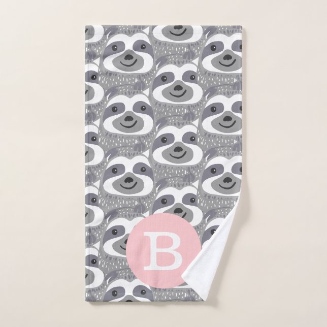 Trendy niedliches graues Sloth-Gekritzel u. Rosa Handtuch (Handtuch)