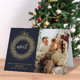 Trendy Noël Wreath Christmas Foto Real Grußkarte Mit Foliendruck