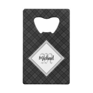 Trendy noir blanc tartan Personnaliser Monogramme