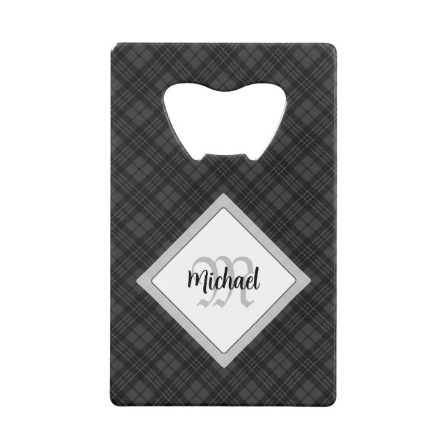 Trendy noir blanc tartan Personnaliser Monogramme (Devant)