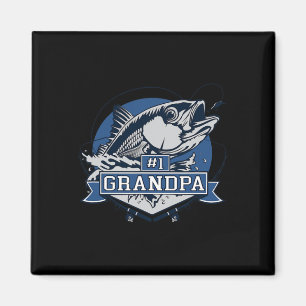 Trendy Number 1 Grandpa Fishing-Logo Magnet