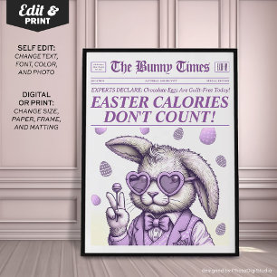 Trendy Oaster Bunny Newspapier, Osterdekorationen Poster