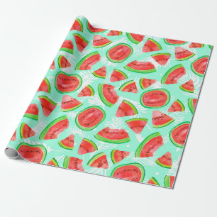 Trendy Obstmuster. Artistic Watermelon Backgrou Geschenkpapier